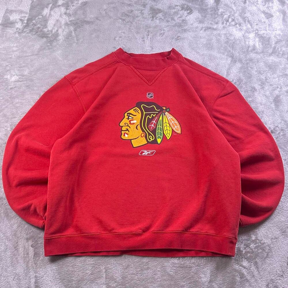 Vintage Reebok Chicago Blackhawks NHL Crewneck Sweatshirt Men’s Medium Red